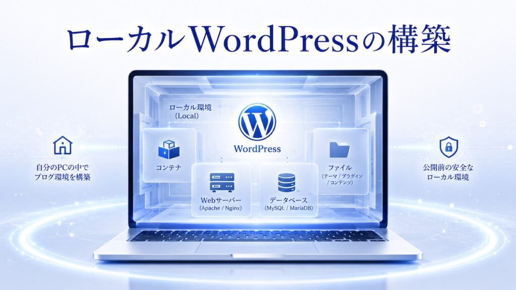 自分のパソコン内にローカルWordPress環境を構築するイメージ